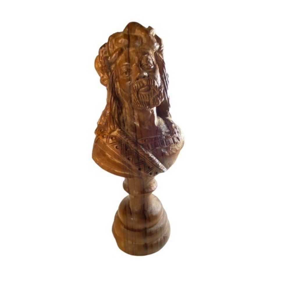 Handmade Wooden Christ Jesus Statuette Religious Shelf Sitter Vignette Piece